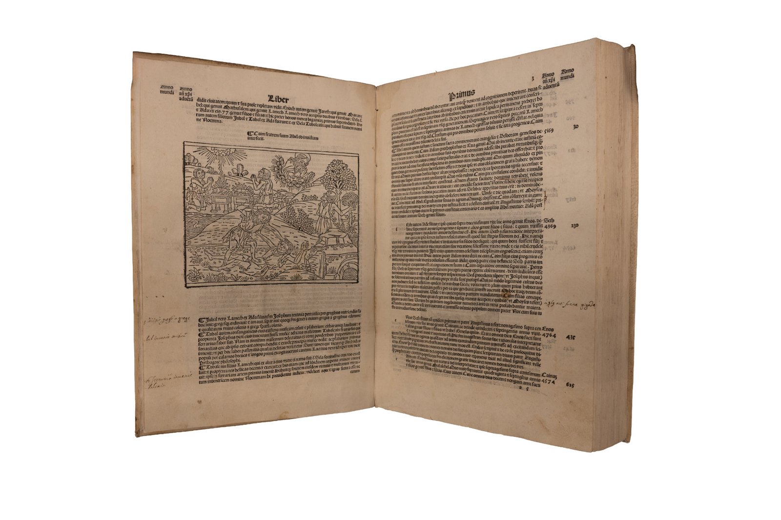 Xilografia di Caino e Abele — offerta e fratricidio
