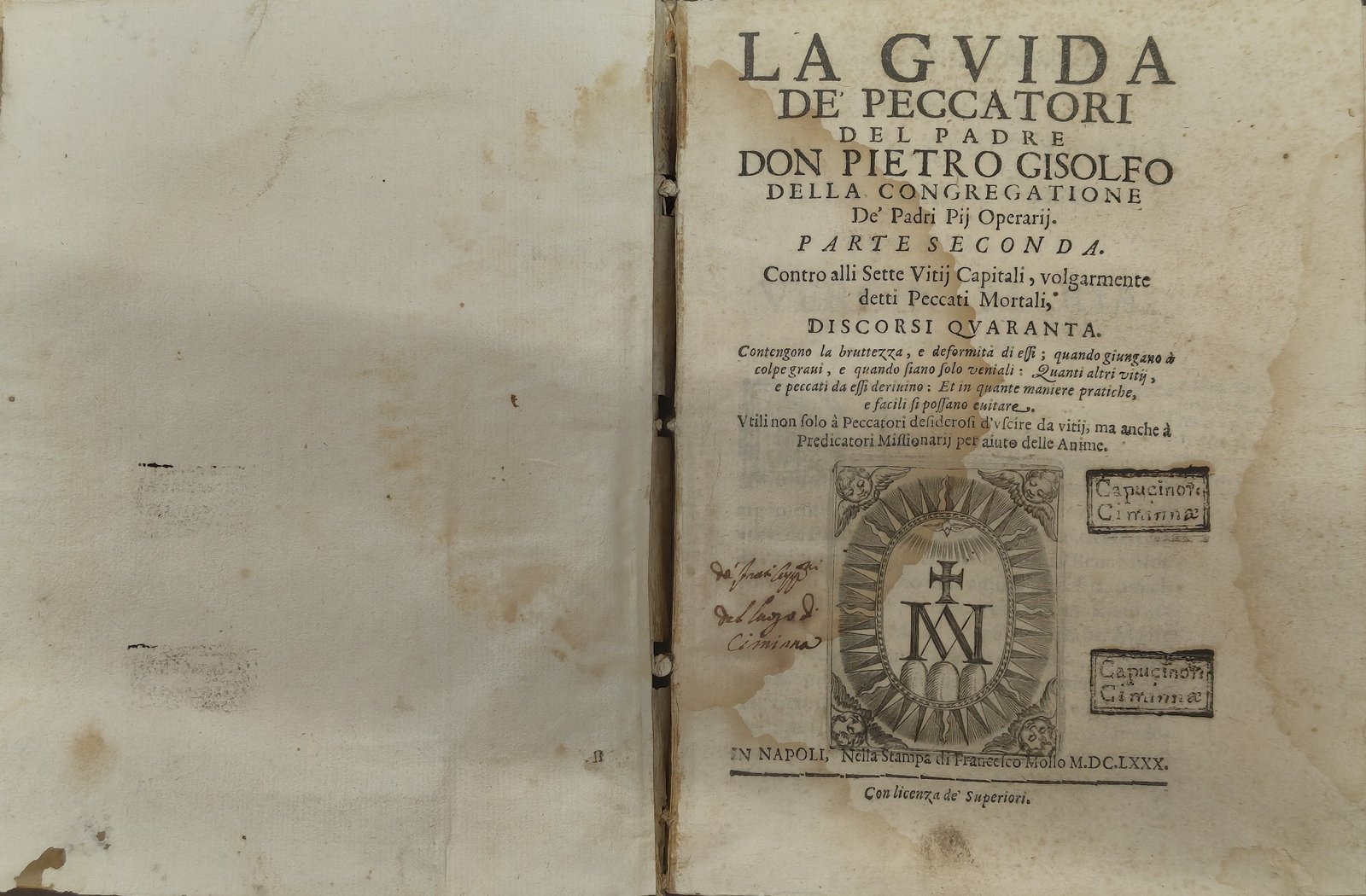 La Guida dei Peccatori di Don Pietro Gisolfo, Parte Seconda contro i Sette Vizi Capitali, Napoli 1680
